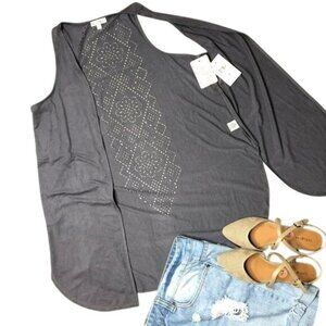 Love On A Hanger NWT Sleeveless Laser Cutout open front vest cartigan sz Medium